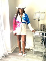 Printed Blazer & Shorts Set