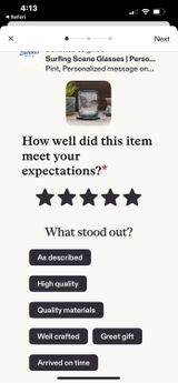 Etsy customer review photo