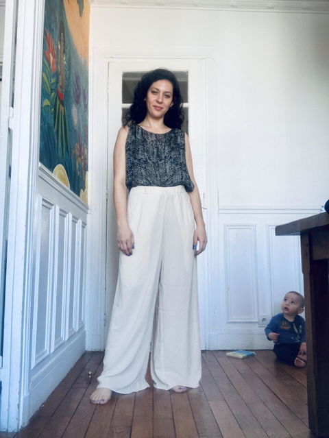 PANTS WIDE ELASTIC - creme