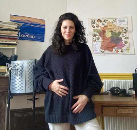 SWEATER OVERSIZE - KNIT PEARL black