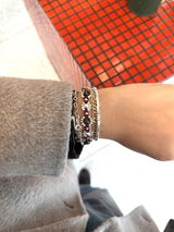 Pulsera Flores Silvestres | Burdeo con Cuarzo Ahumado