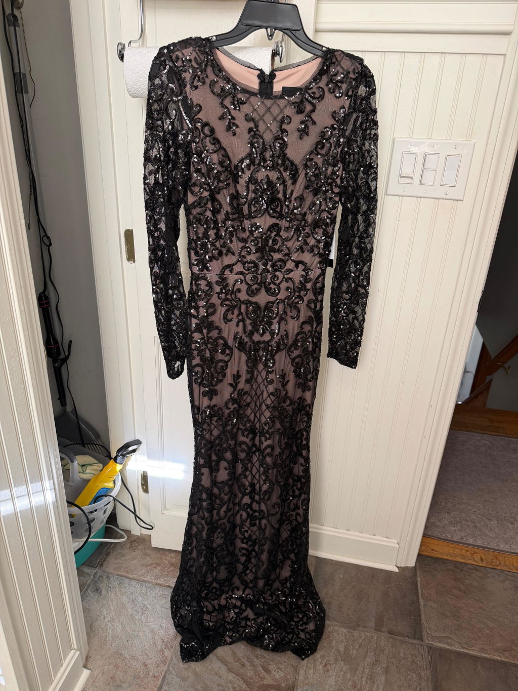 "Lorraine" Placement Sequin Long Sleeve Dress
