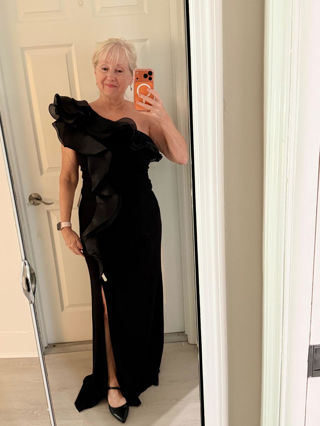 "Nadia" Stretch Velvet & Organza Combo Dress