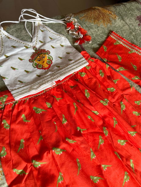 Organic Cotton 'Goddess Ambika' Lehenga Choli with Dupatta
