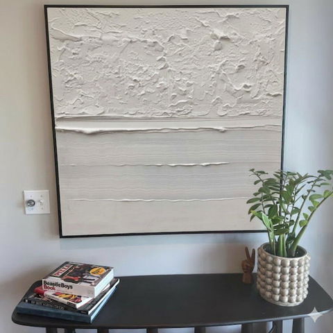 “Textured White Layers” - White, Light - colored Abstract Textured Painting PS0611
