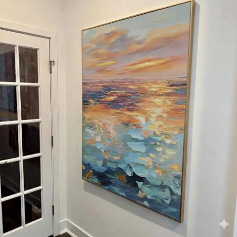 “Colorful Sunset Sea” - Impressionist Painting On Canvas PT2204