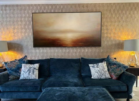 “Misty Sea at Dusk” - Browns, Beiges, Whites, Foggy Ocean - Atmospheric Oil Painting HB1593