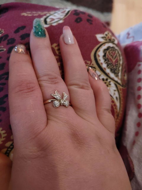 14 K Gold Plated bow ring with white zirconium