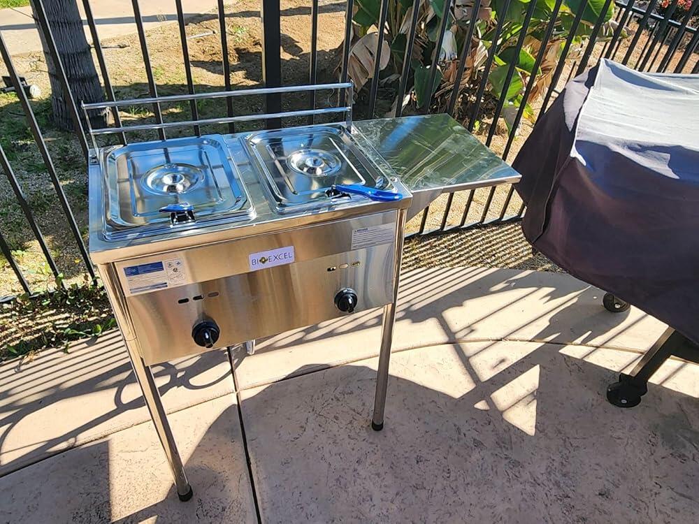 Bioexcel Two-Tank Stainless Steel Deep Fryer - Propane Deep Fryer Commercial