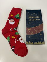 Calcetines de Navidad Unisex Belmore | Papá Noel, Bastones de Caramelo y Jengibre | Par o Set de 3 en Caja Regalo