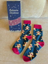 Calcetines de Navidad Unisex Belmore | Papá Noel, Bastones de Caramelo y Jengibre | Par o Set de 3 en Caja Regalo