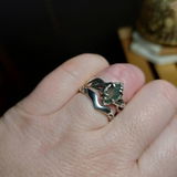 Sterling Silver Moss Agate Engagement Ring Set "Vivienne"