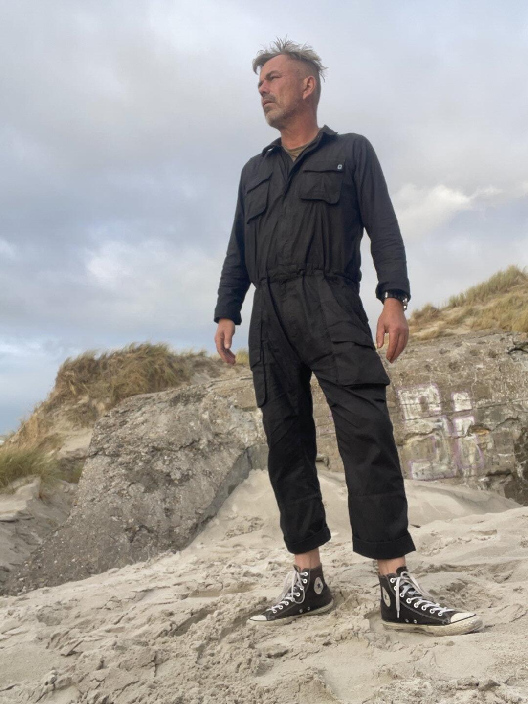 Gordon Work Jumpsuit in Black Walnut - Hand Painted Canvas | Blamo