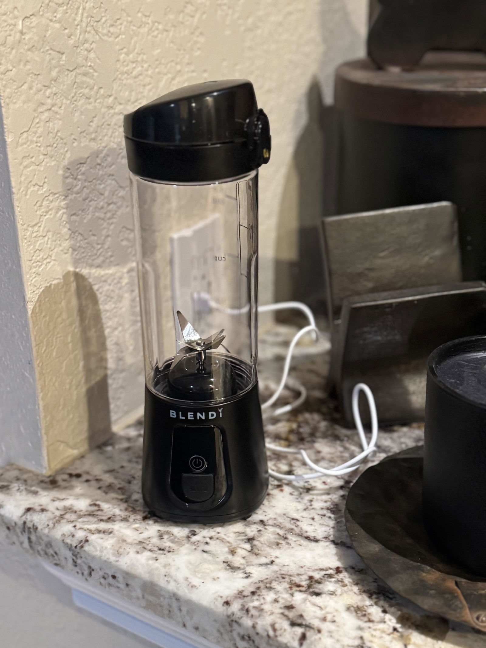 Customer photo of a black Pro+ on a kitchen counter