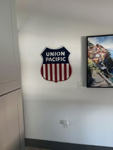 Union Pacific Railroad Shield Tribute Sign | Heavy-Duty Steel Wall Art