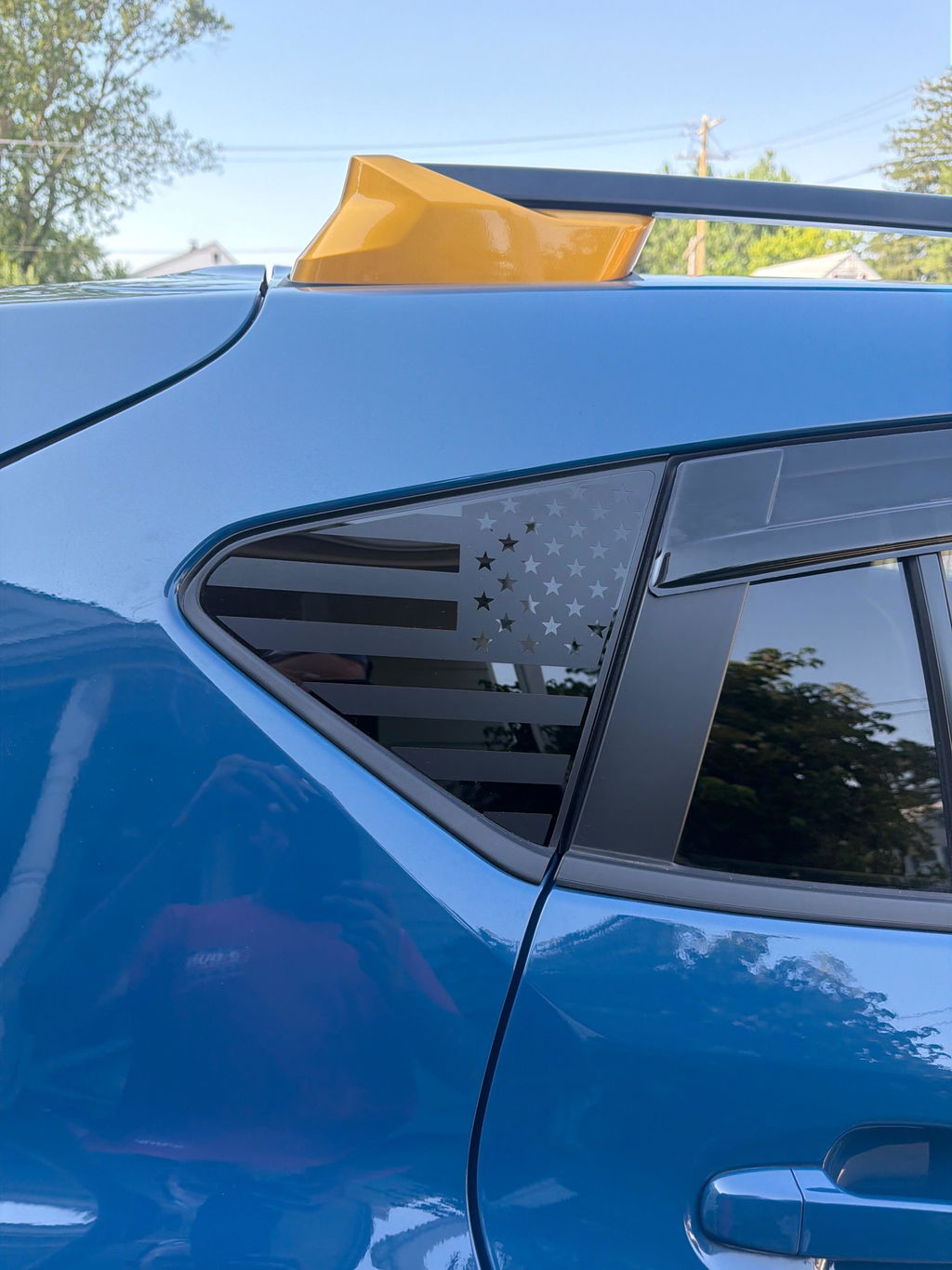 American Flag Quarter Window Decal for Subaru Crosstrek 2024-2026 – Precut Matte Black Vinyl