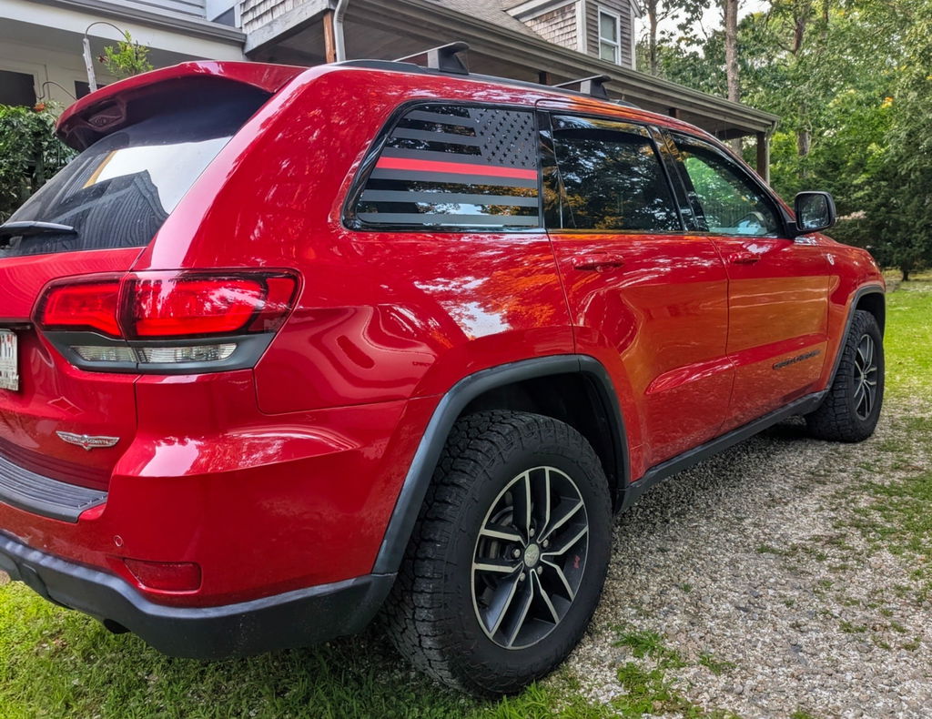 American Flag Window Decal for Jeep Grand Cherokee 2011-2021 – Precut Matte Black Vinyl