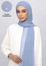 Iris Blue Crystals - Crinkled Chiffon
