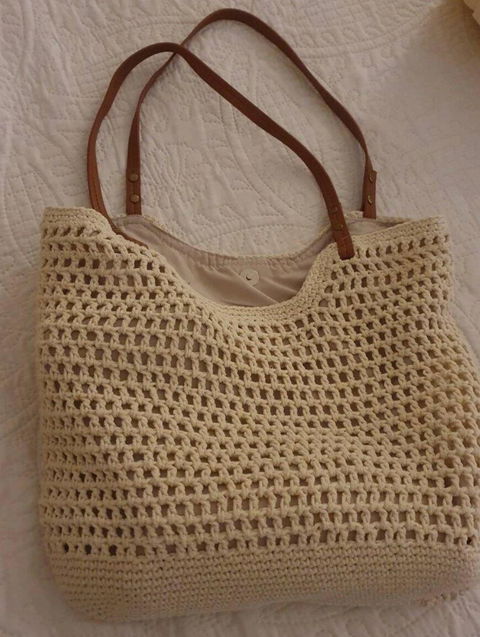 Bolsa Praia Crochê Venezia - Cáqui Casual