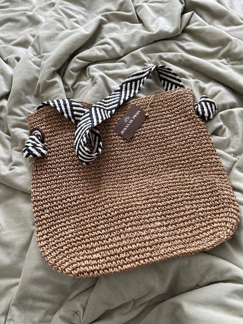Bolsa Praia Palha Mykonos com Textura Sofisticada