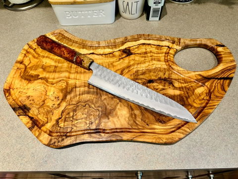 I - Super Two Tone Amboyna Burl Wa handle, Nickel Spacer - 145 mm