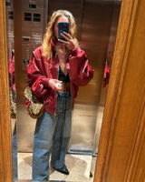 Red Oversized Y2K Jacket