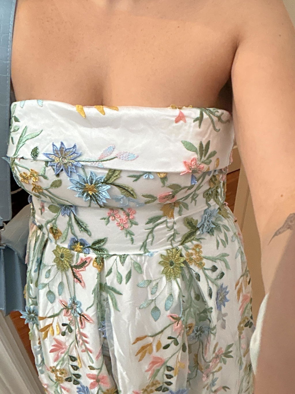 Keziah | Strapless Floral Maxi Gown with Embroidery