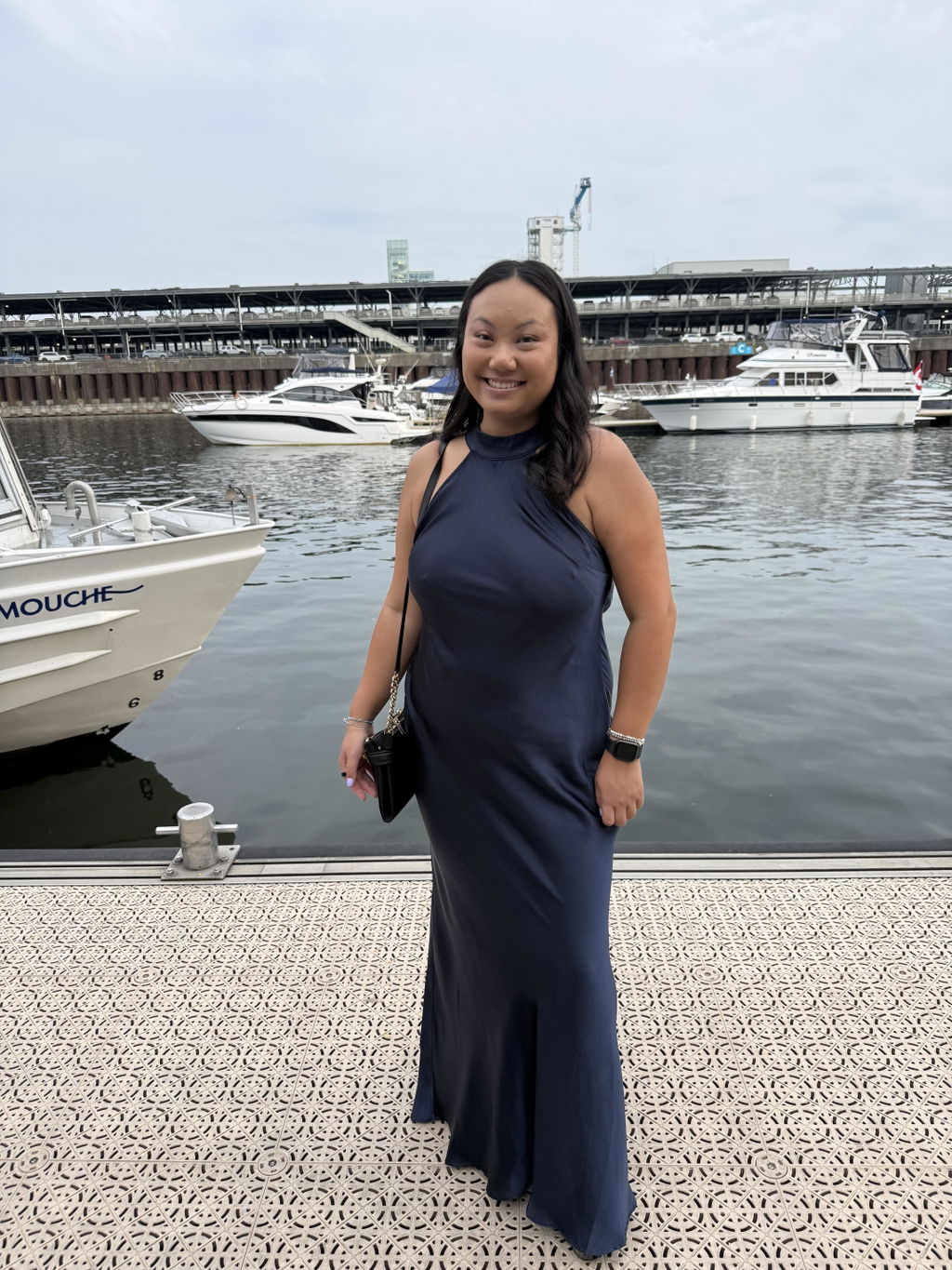 Selia Navy | Maxi Satin Dress with Open Back