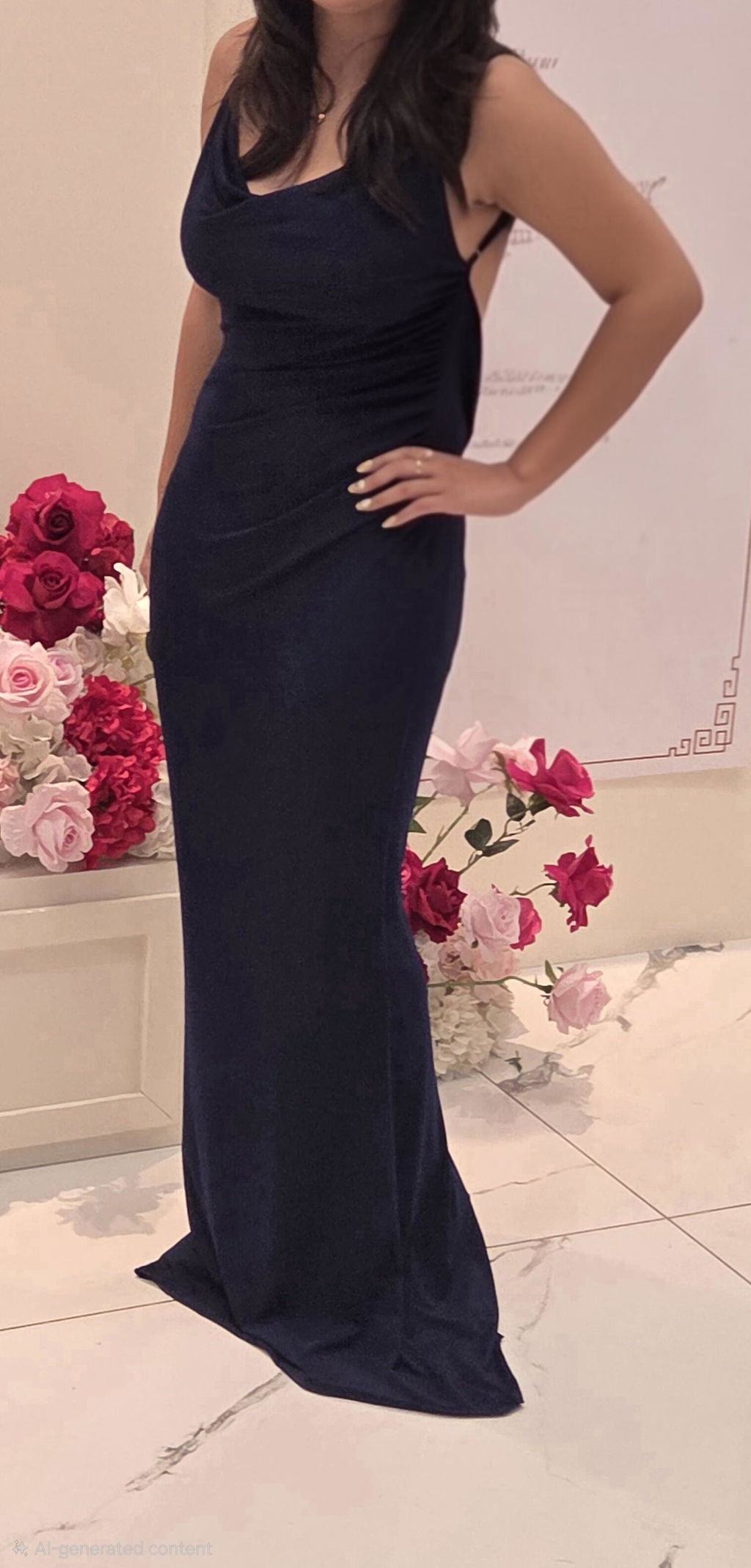 Nayla Navy | Mermaid Maxi Dress with Open Back