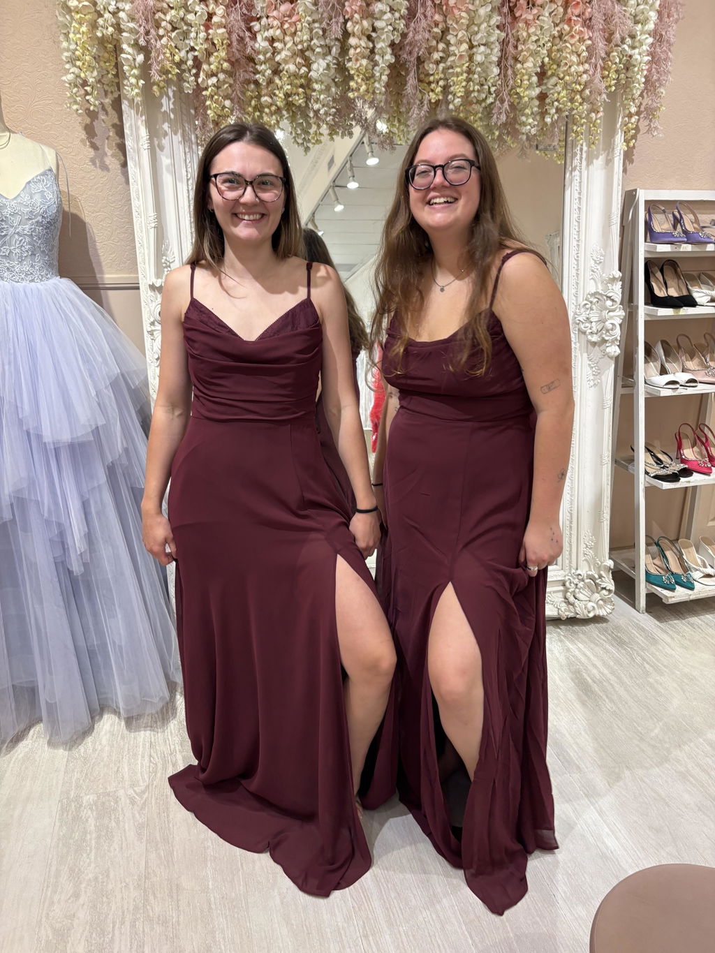 Kieran Burgundy | A-Line Maxi Dress with Lace