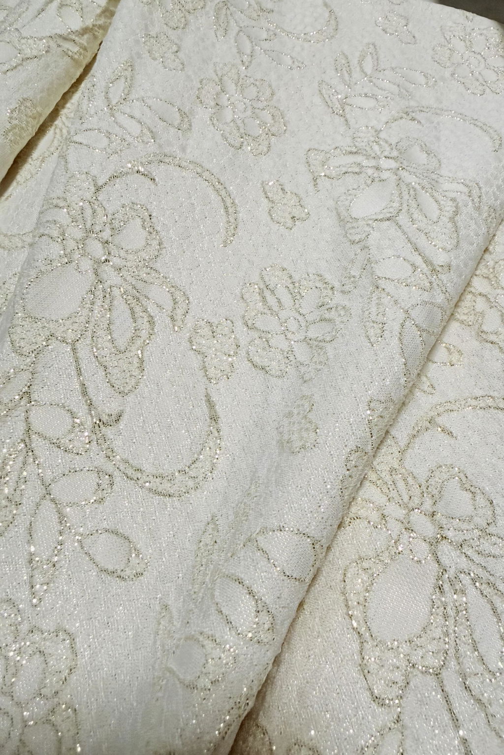 Kaeris Ivory | Floral Shimmering Jacquard High-Low Dress