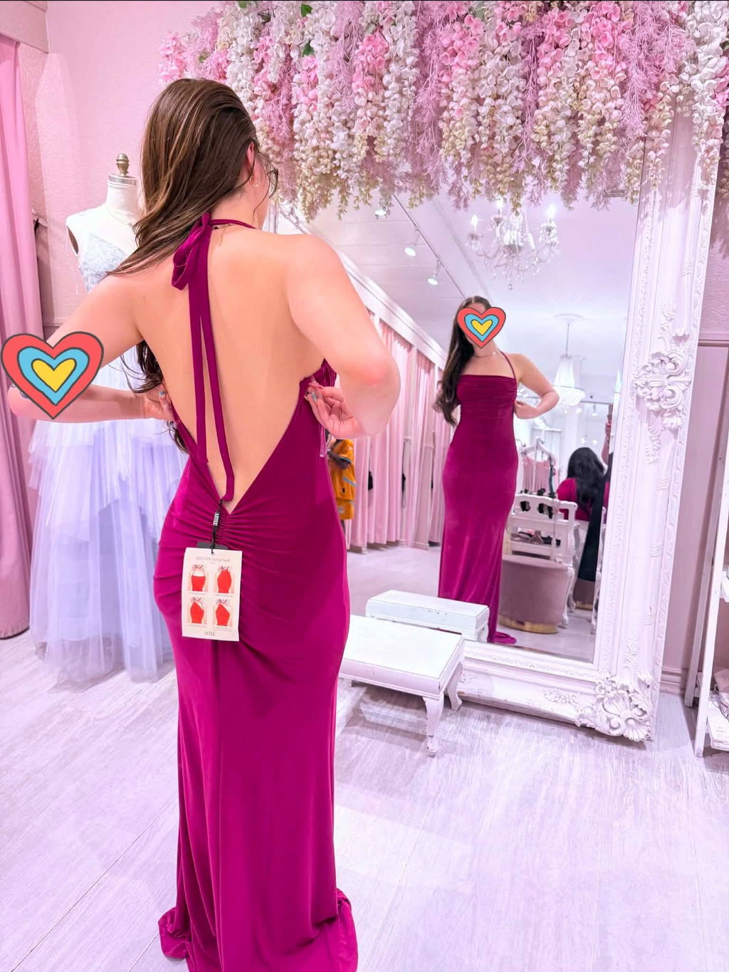 Lindy Fuchsia | Fitted Open Back Maxi Dress with Versatile Neckline