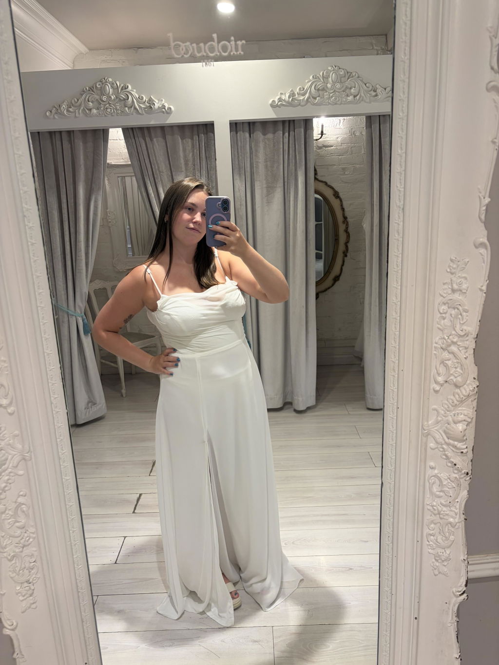 Khiara White | A-Line Maxi Wedding Dress with Lace
