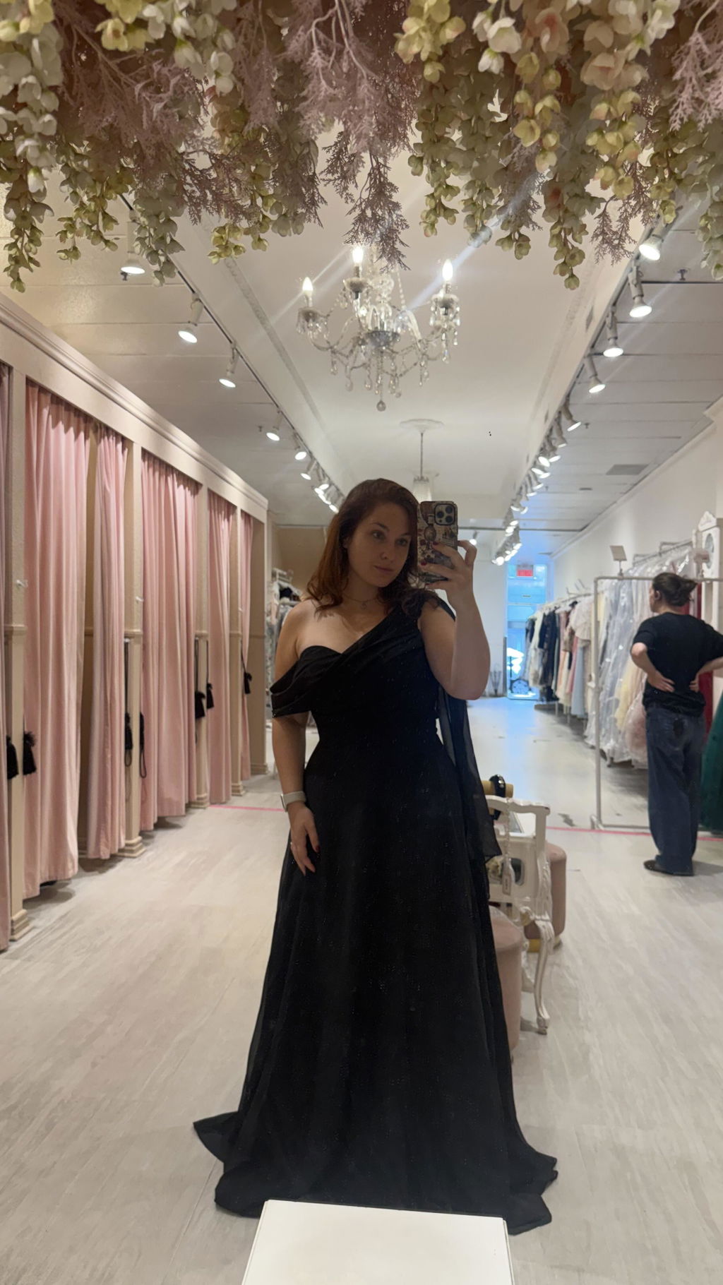 Zorua Black | One-Shoulder Maxi Dress with Cape Sleeve