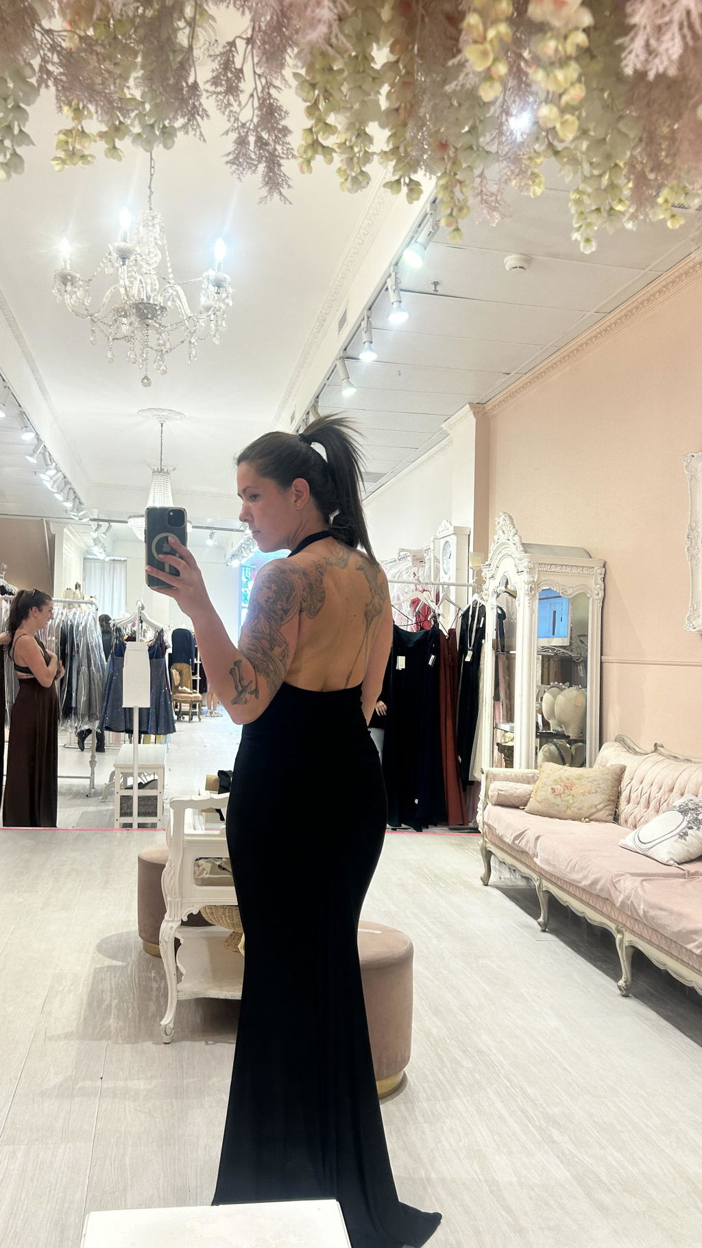 Caiden Black | Halter V Neck Open Back Mermaid Dress