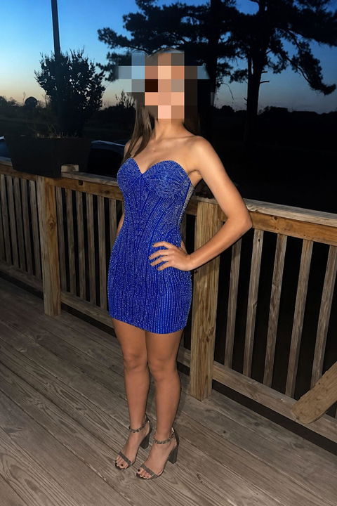 Royal Blue Strapless Sequin Homecoming Dress Short Tight Corset Mini Cocktail Dress