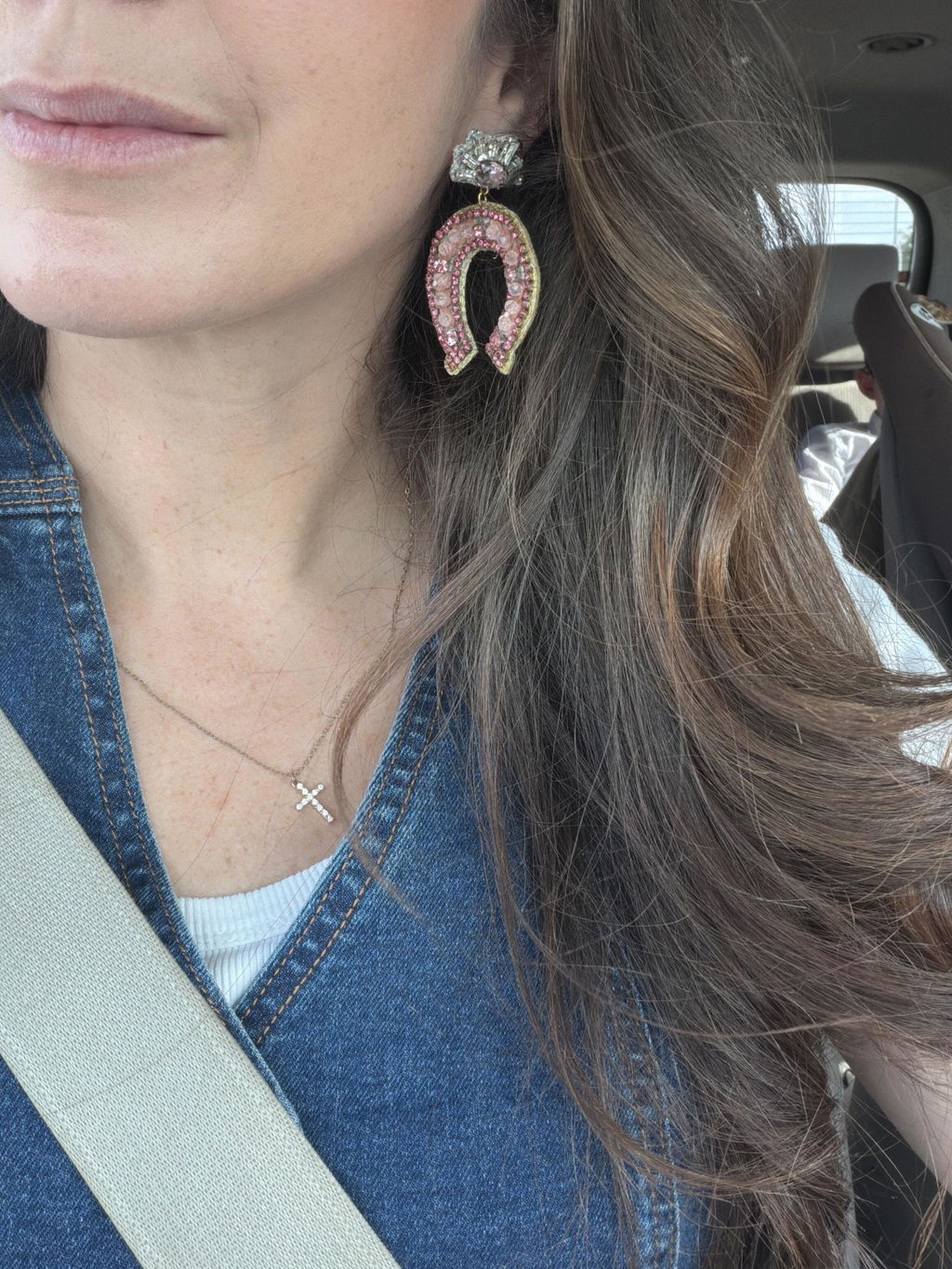Rose Quartz Horseshoe Earrings