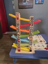 Carrinho Montessori com Rampa de Madeira - Mini Montanha-Russa