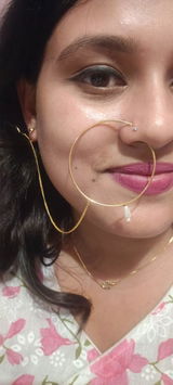 White Beads Droplet Nose Ring (Nath)