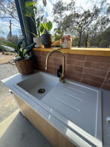 Alma Randall 1000x500 White Granite Drainboard Single Bowl Sink