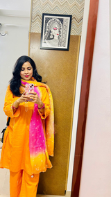 ORANGE BANDHEJ COTTON SUIT SET review photo