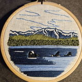 Orcas in the Sound: Beginner Embroidery Kit