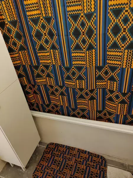 Kente Inspired Shower Curtain - Ghanaian Patterned Bathroom Decor