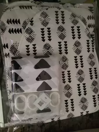 Black and White Tribal Shower Curtain - Ancestral Motif Bathroom Decor