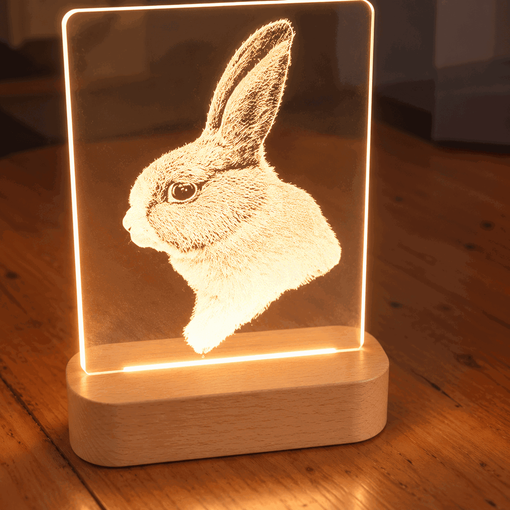 Gepersonaliseerde lamp met kattenportret en naam
