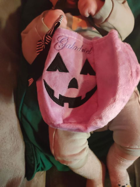 Sac à Bonbons Citrouille Halloween Brodé avec Prénom | Violet