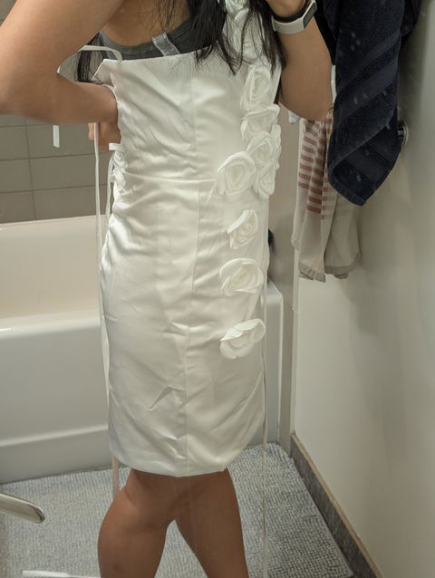 Custom Made Short Mini A-Line Satin Wedding Dress with Spaghetti Straps, 3D Flowers, Backless Sleeveless Bridal Gown