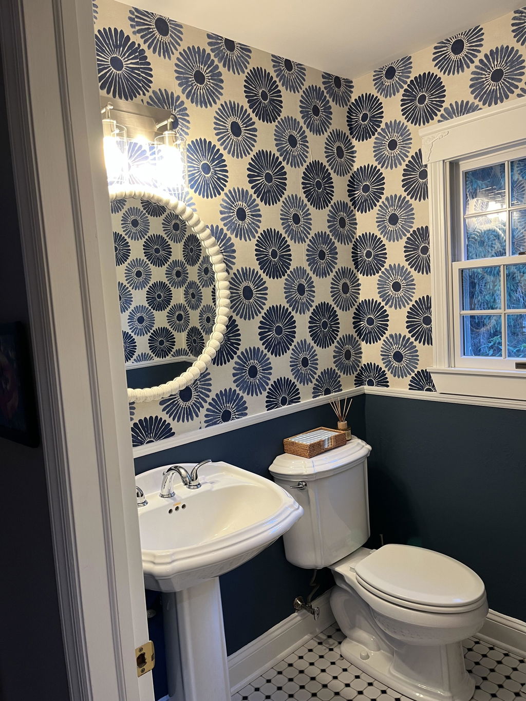 Customer photo — Indigo Bloom Pop Wallpaper