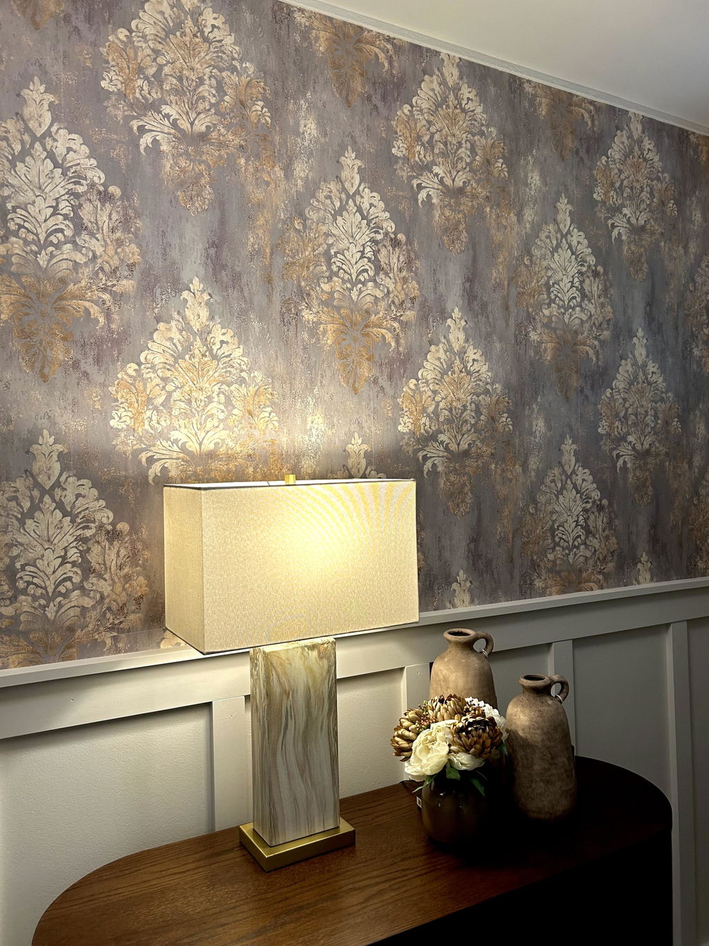 Customer photo — Heirloom Damask Wallpaper