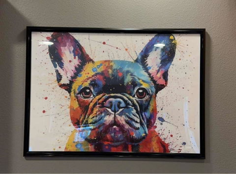 French Bulldog watercolor poster print | Horizontal / Landscape Wall Art Gift for Dog Lovers, Cute Painting for Frenchie Mom, Dad 2